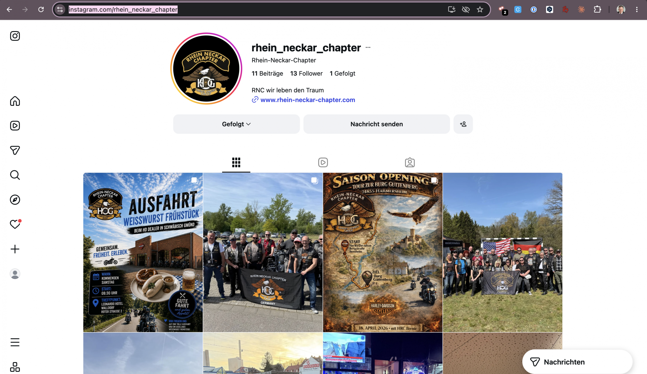 Instagram-Channel des Rhein-Neckar-Chapters